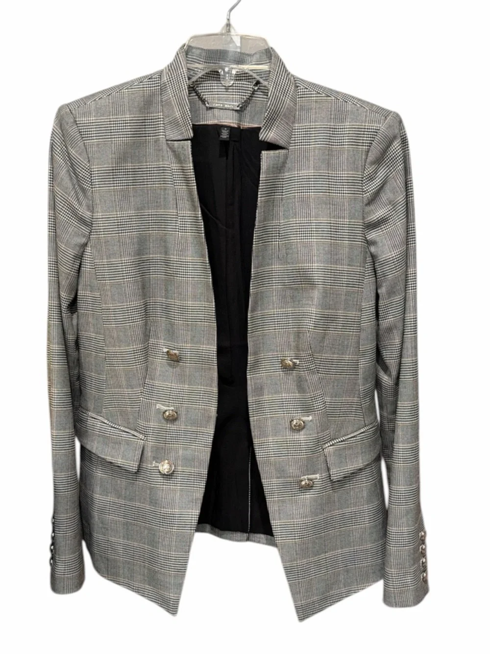 White House Black Market Glen Plaid Blazer Size 6 Tailored Double Button Chic - Picture 2 of 10